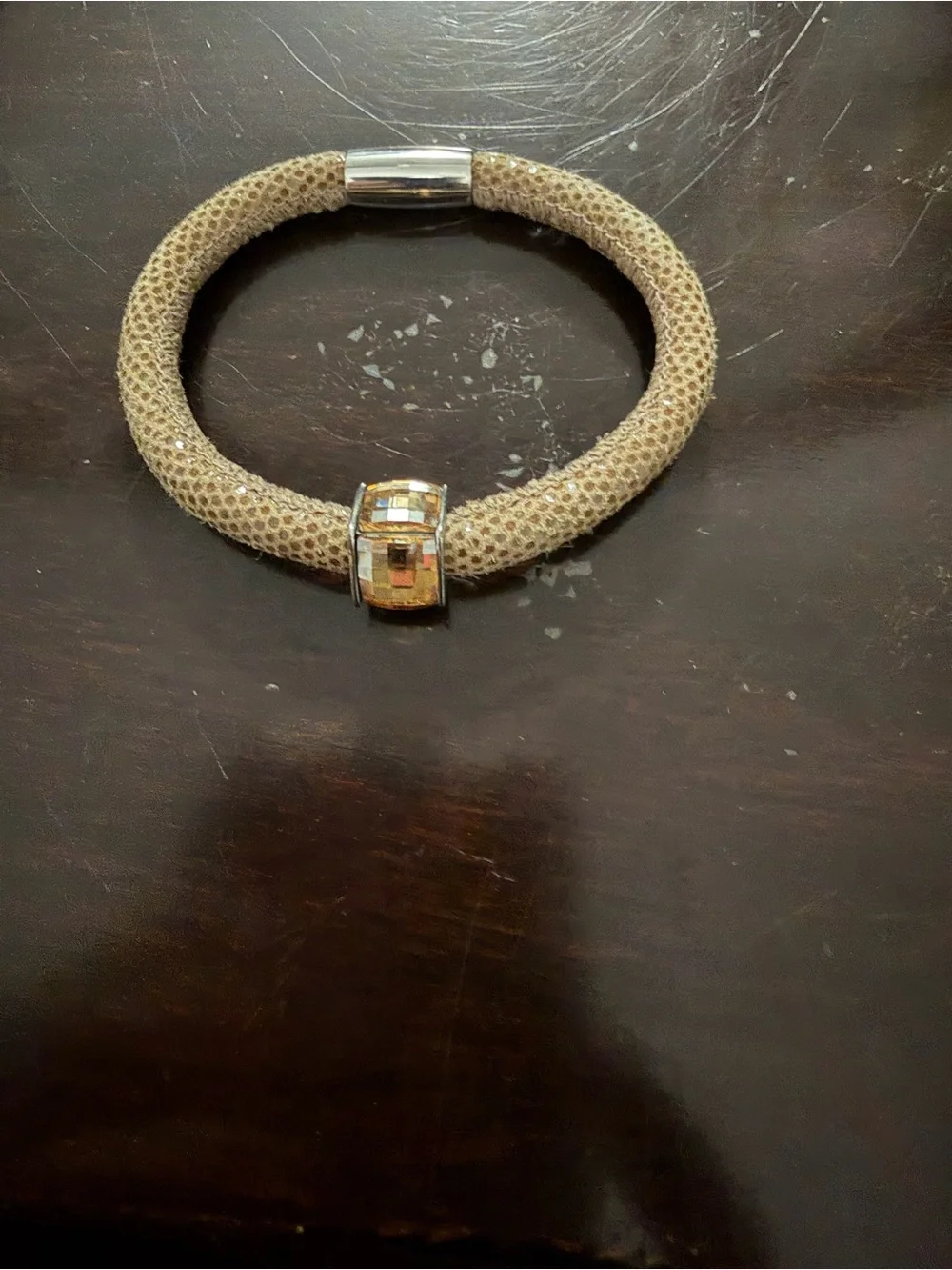 Beige Mesh Tube Bracelet with Gold Accent by Brighton - Picture 2 of 7